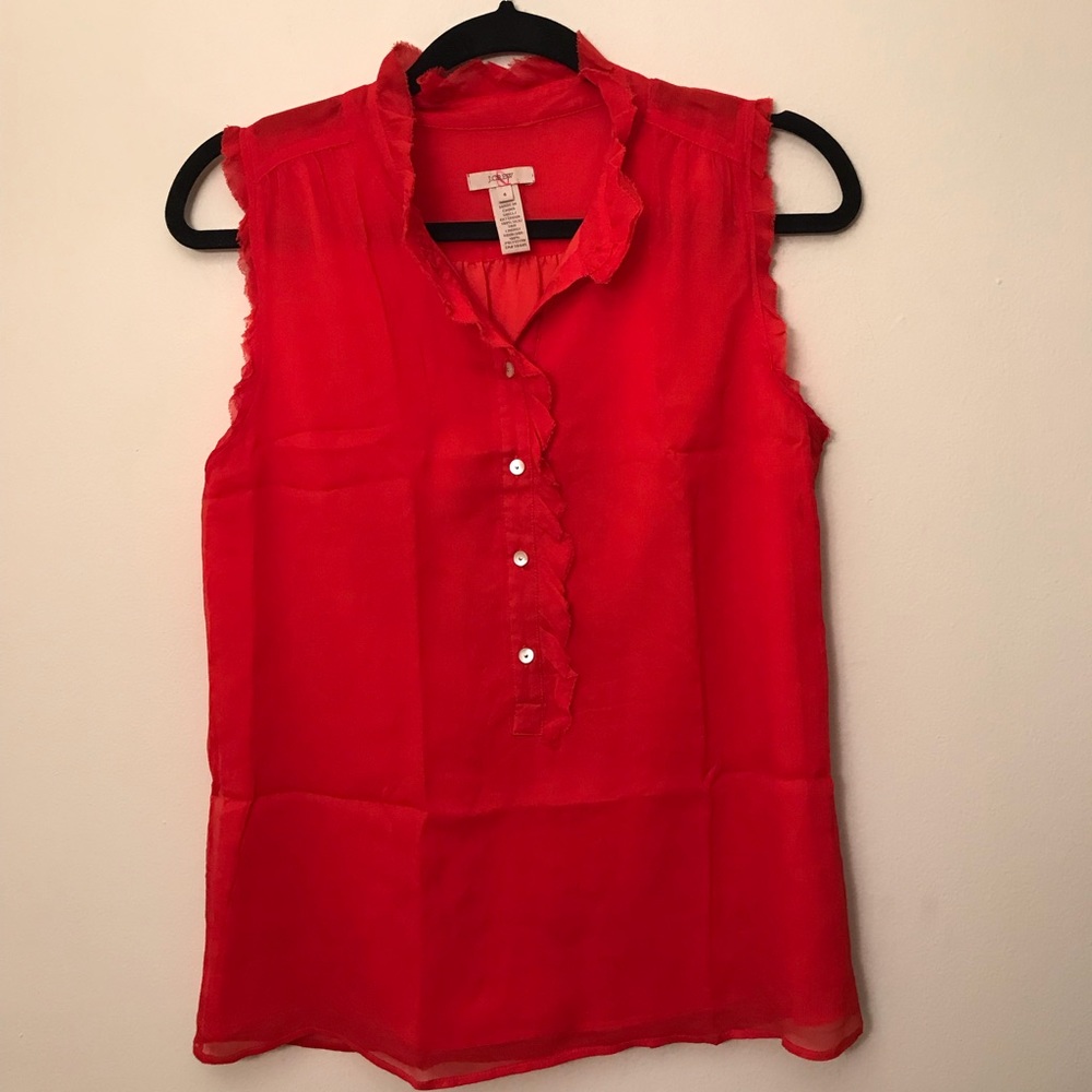❤️🔥J. CREW: Neon Orange 100% Silk Blouse!